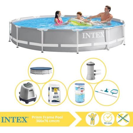 Intex Prism Frame Zwembad - Opzetzwembad - 366x76 cm - Inclusief Afdekzeil, Zwembadpomp, Filter, Onderhoudsset, Zoutsysteem en Zout