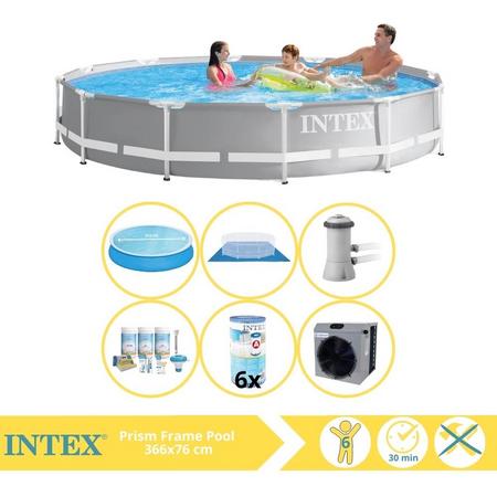 Intex Prism Frame Zwembad - Opzetzwembad - 366x76 cm - Inclusief Solarzeil, Onderhoudspakket, Filter, Grondzeil en Warmtepomp CP