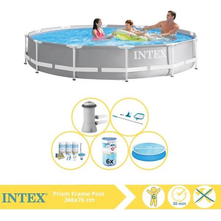 Intex Prism Frame Zwembad - Opzetzwembad - 366x76 cm - Inclusief Solarzeil, Onderhoudspakket, Filter en Onderhoudsset