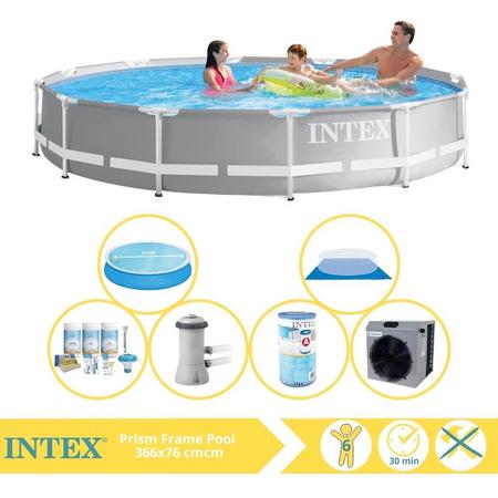 Intex Prism Frame Zwembad - Opzetzwembad - 366x76 cm - Inclusief Solarzeil, Onderhoudspakket, Zwembadpomp, Filter, Grondzeil en Warmtepomp CP