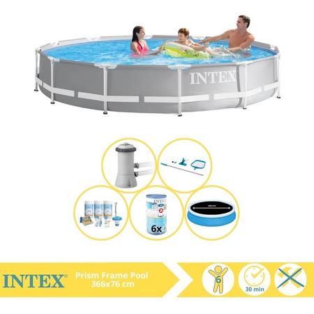 Intex Prism Frame Zwembad - Opzetzwembad - 366x76 cm - Inclusief Solarzeil Pro, Onderhoudspakket, Filter en Onderhoudsset