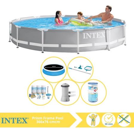Intex Prism Frame Zwembad - Opzetzwembad - 366x76 cm - Inclusief Solarzeil Pro, Onderhoudspakket, Zwembadpomp, Filter en Onderhoudsset