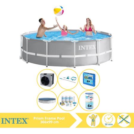 Intex Prism Frame Zwembad - Opzetzwembad - 366x99 cm - Inclusief Afdekzeil, Onderhoudspakket, Filter, Onderhoudsset, Zwembadtegels en Warmtepomp CP