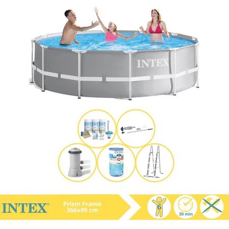 Intex Prism Frame Zwembad - Opzetzwembad - 366x99 cm - Inclusief Onderhoudspakket, Filter en Stofzuiger