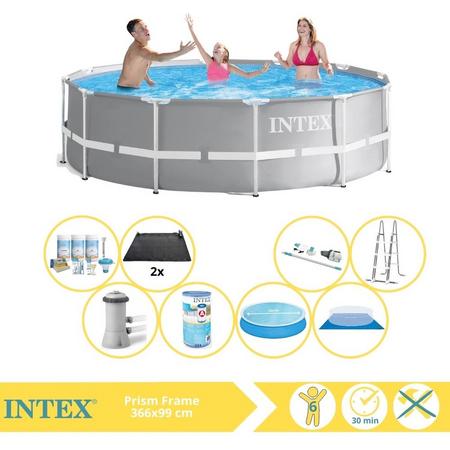 Intex Prism Frame Zwembad - Opzetzwembad - 366x99 cm - Inclusief Solarzeil, Onderhoudspakket, Filter, Grondzeil, Stofzuiger en Solar Mat