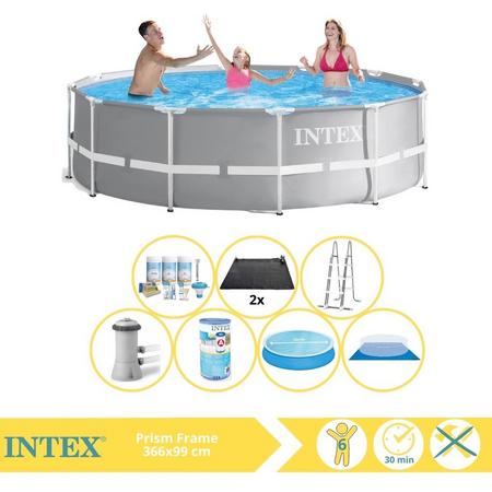 Intex Prism Frame Zwembad - Opzetzwembad - 366x99 cm - Inclusief Solarzeil, Onderhoudspakket, Filter, Grondzeil en Solar Mat