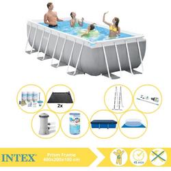 Intex Prism Frame Zwembad - Opzetzwembad - 400x200x100 cm - Inclusief Afdekzeil, Onderhoudspakket, Filter, Grondzeil, Stofzuiger en Solar Mat