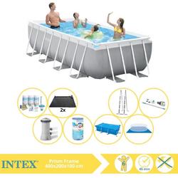 Intex Prism Frame Zwembad - Opzetzwembad - 400x200x100 cm - Inclusief Solarzeil, Onderhoudspakket, Filter, Grondzeil, Stofzuiger en Solar Mat