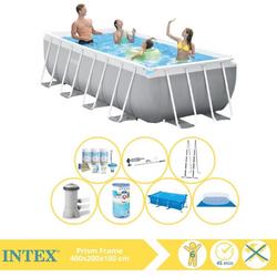 Intex Prism Frame Zwembad - Opzetzwembad - 400x200x100 cm - Inclusief Solarzeil, Onderhoudspakket, Filter, Grondzeil en Stofzuiger