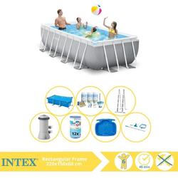 Intex Prism Frame Zwembad - Opzetzwembad - 400x200x100 cm - Inclusief Solarzeil, Onderhoudspakket, Filter, Onderhoudsset en Voetenbad