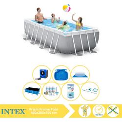 Intex Prism Frame Zwembad - Opzetzwembad - 400x200x100 cm - Inclusief Solarzeil Pro, Onderhoudspakket, Filter, Grondzeil, Onderhoudsset, Voetenbad en Warmtepomp HS