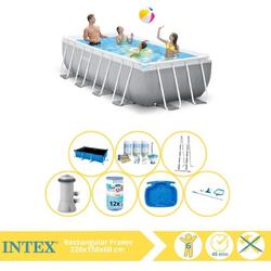 Intex Prism Frame Zwembad - Opzetzwembad - 400x200x100 cm - Inclusief Solarzeil Pro, Onderhoudspakket, Filter, Onderhoudsset en Voetenbad