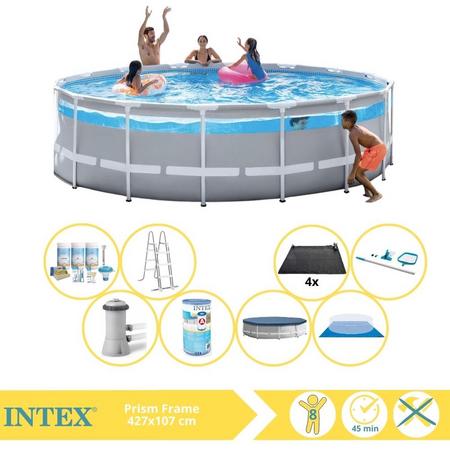 Intex Prism Frame Zwembad - Opzetzwembad - 427x107 cm - Inclusief Onderhoudspakket, Filter, Onderhoudsset en Solar Mat