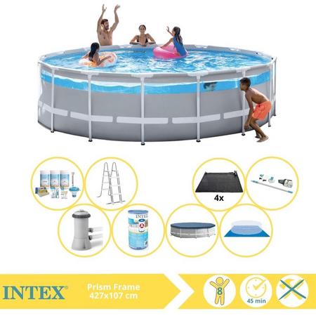 Intex Prism Frame Zwembad - Opzetzwembad - 427x107 cm - Inclusief Onderhoudspakket, Filter, Stofzuiger en Solar Mat