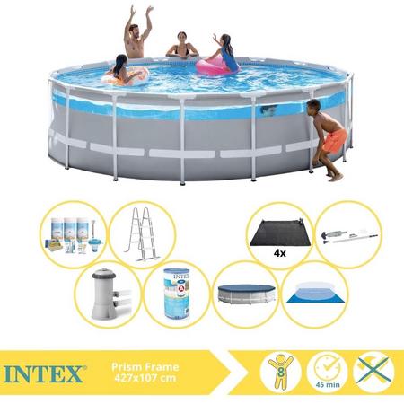 Intex Prism Frame Zwembad - Opzetzwembad - 427x107 cm - Inclusief Onderhoudspakket, Filter, Stofzuiger en Solar Mat