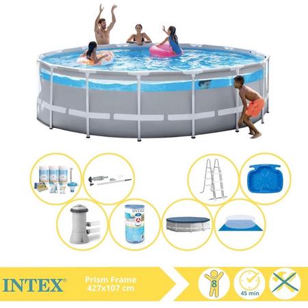 Intex Prism Frame Zwembad - Opzetzwembad - 427x107 cm - Inclusief Onderhoudspakket, Filter, Stofzuiger en Voetenbad