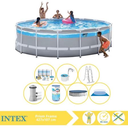 Intex Prism Frame Zwembad - Opzetzwembad - 427x107 cm - Inclusief Onderhoudspakket, Filter en Skimmer
