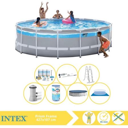 Intex Prism Frame Zwembad - Opzetzwembad - 427x107 cm - Inclusief Onderhoudspakket, Filter en Stofzuiger