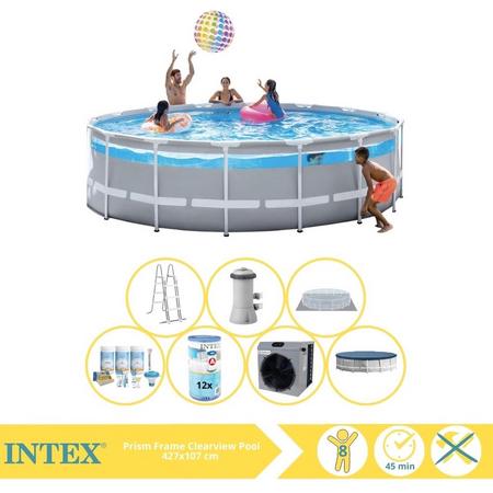 Intex Prism Frame Zwembad - Opzetzwembad - 427x107 cm - Inclusief Onderhoudspakket, Filter en Warmtepomp CP