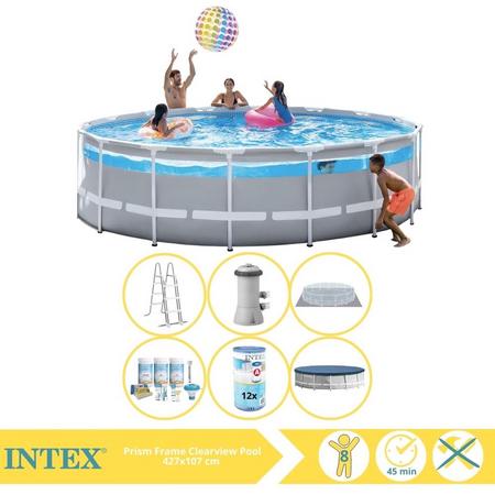 Intex Prism Frame Zwembad - Opzetzwembad - 427x107 cm - Inclusief Onderhoudspakket en Filter
