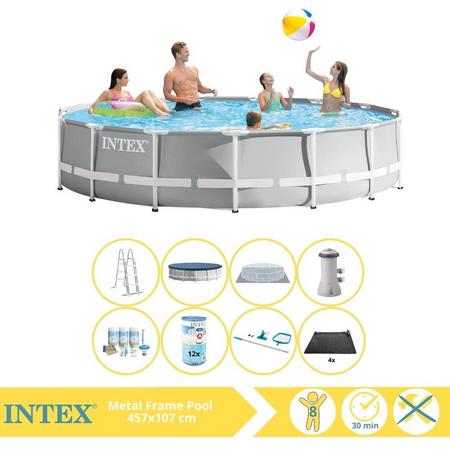 Intex Prism Frame Zwembad - Opzetzwembad - 457x107 cm - Inclusief Onderhoudspakket, Filter, Onderhoudsset en Solar Mat