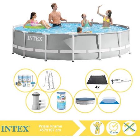 Intex Prism Frame Zwembad - Opzetzwembad - 457x107 cm - Inclusief Onderhoudspakket, Filter, Stofzuiger en Solar Mat