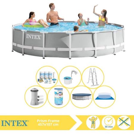 Intex Prism Frame Zwembad - Opzetzwembad - 457x107 cm - Inclusief Onderhoudspakket, Filter en Skimmer