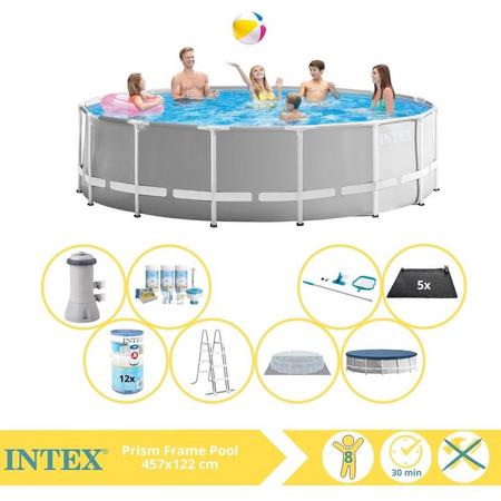 Intex Prism Frame Zwembad - Opzetzwembad - 457x122 cm - Inclusief Onderhoudspakket, Filter, Onderhoudsset en Solar Mat