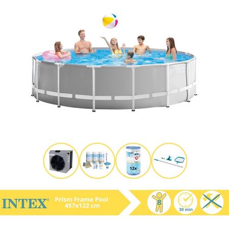 Intex Prism Frame Zwembad - Opzetzwembad - 457x122 cm - Inclusief Onderhoudspakket, Filter, Onderhoudsset en Warmtepomp CP