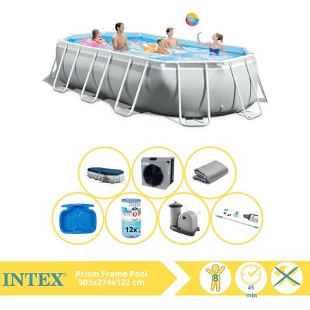 Intex Prism Frame Zwembad - Opzetzwembad - 503x274x122 cm - Inclusief Onderhoudspakket, Filter, Stofzuiger, Voetenbad en Warmtepomp CP