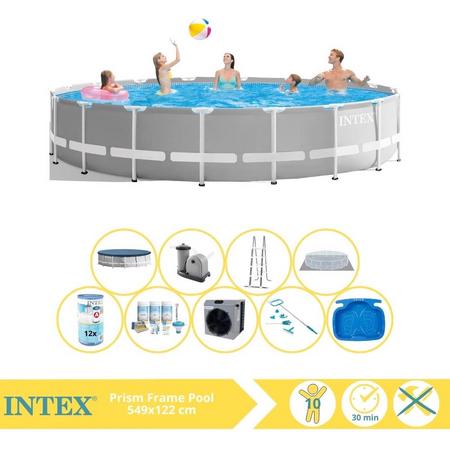 Intex Prism Frame Zwembad - Opzetzwembad - 549x122 cm - Inclusief Onderhoudspakket, Filter, Onderhoudsset, Voetenbad en Warmtepomp CP
