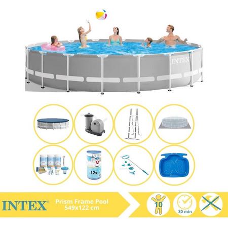 Intex Prism Frame Zwembad - Opzetzwembad - 549x122 cm - Inclusief Onderhoudspakket, Filter, Onderhoudsset en Voetenbad