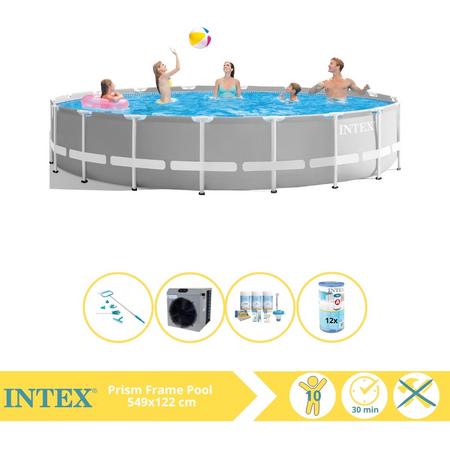 Intex Prism Frame Zwembad - Opzetzwembad - 549x122 cm - Inclusief Onderhoudspakket, Filter, Onderhoudsset en Warmtepomp CP