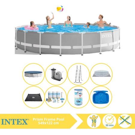Intex Prism Frame Zwembad - Opzetzwembad - 549x122 cm - Inclusief Onderhoudspakket, Filter, Solar Mat en Voetenbad