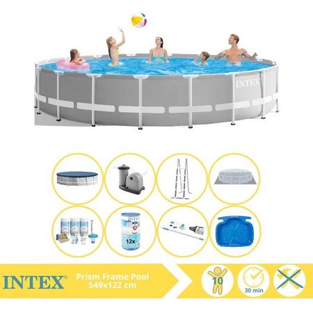Intex Prism Frame Zwembad - Opzetzwembad - 549x122 cm - Inclusief Onderhoudspakket, Filter, Stofzuiger en Voetenbad