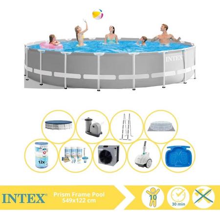 Intex Prism Frame Zwembad - Opzetzwembad - 549x122 cm - Inclusief Onderhoudspakket, Filter, Zwembad Stofzuiger, Voetenbad en Warmtepomp CP