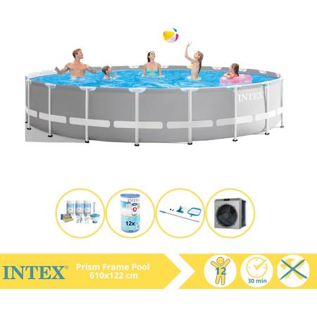 Intex Prism Frame Zwembad - Opzetzwembad - 610x122 cm - Inclusief Onderhoudspakket, Filter, Onderhoudsset en Warmtepomp CP