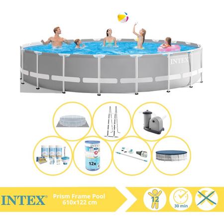 Intex Prism Frame Zwembad - Opzetzwembad - 610x122 cm - Inclusief Onderhoudspakket, Filter en Stofzuiger