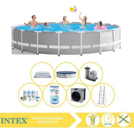 Intex Prism Frame Zwembad - Opzetzwembad - 610x122 cm - Inclusief Onderhoudspakket, Filter en Warmtepomp CP