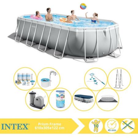 Intex Prism Frame Zwembad - Opzetzwembad - 610x305x122 cm - Inclusief Onderhoudspakket, Filter, Onderhoudsset en Skimmer