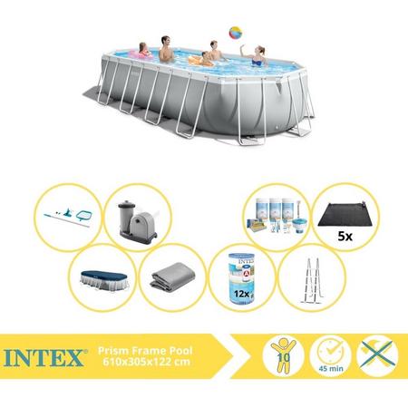 Intex Prism Frame Zwembad - Opzetzwembad - 610x305x122 cm - Inclusief Onderhoudspakket, Filter, Onderhoudsset en Solar Mat