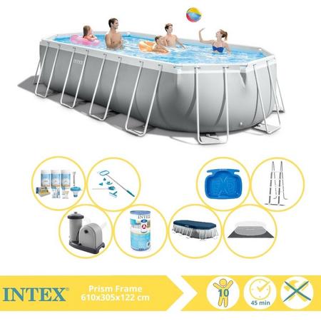 Intex Prism Frame Zwembad - Opzetzwembad - 610x305x122 cm - Inclusief Onderhoudspakket, Filter, Onderhoudsset en Voetenbad