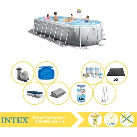 Intex Prism Frame Zwembad - Opzetzwembad - 610x305x122 cm - Inclusief Onderhoudspakket, Filter, Solar Mat en Voetenbad