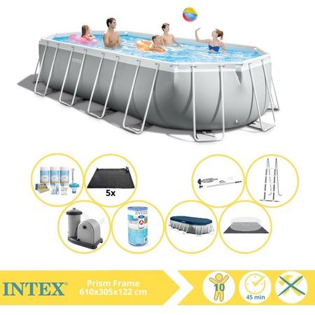 Intex Prism Frame Zwembad - Opzetzwembad - 610x305x122 cm - Inclusief Onderhoudspakket, Filter, Stofzuiger en Solar Mat