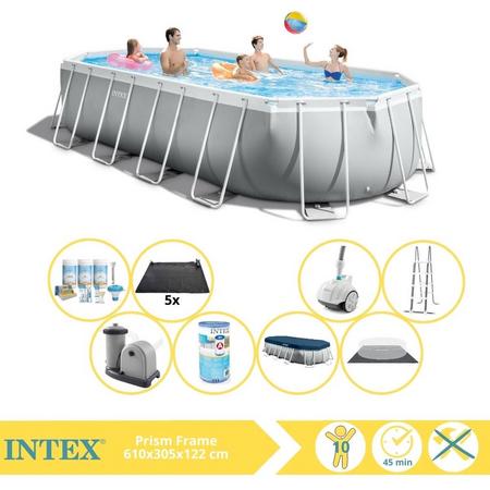 Intex Prism Frame Zwembad - Opzetzwembad - 610x305x122 cm - Inclusief Onderhoudspakket, Filter, Zwembad Stofzuiger en Solar Mat