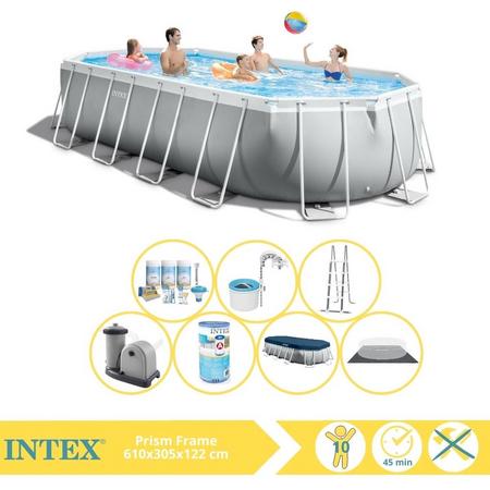 Intex Prism Frame Zwembad - Opzetzwembad - 610x305x122 cm - Inclusief Onderhoudspakket, Filter en Skimmer