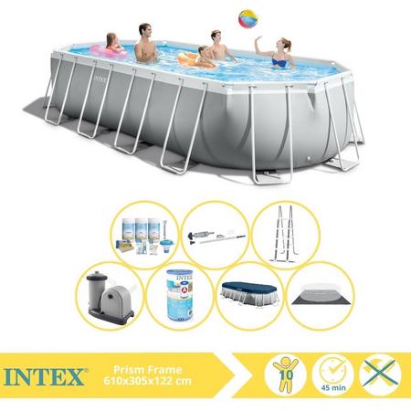 Intex Prism Frame Zwembad - Opzetzwembad - 610x305x122 cm - Inclusief Onderhoudspakket, Filter en Stofzuiger