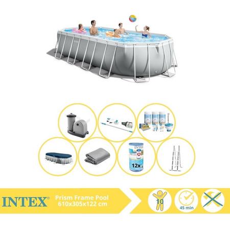 Intex Prism Frame Zwembad - Opzetzwembad - 610x305x122 cm - Inclusief Onderhoudspakket, Filter en Stofzuiger