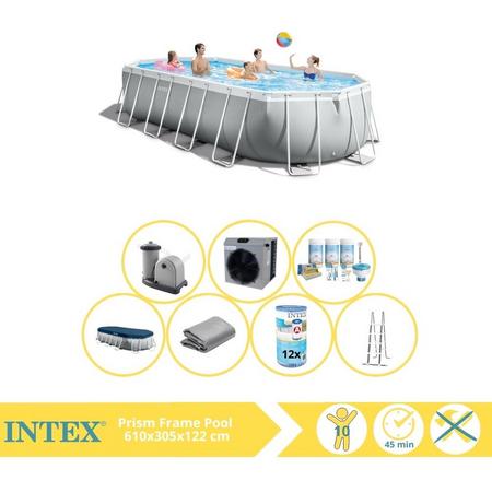 Intex Prism Frame Zwembad - Opzetzwembad - 610x305x122 cm - Inclusief Onderhoudspakket, Filter en Warmtepomp CP