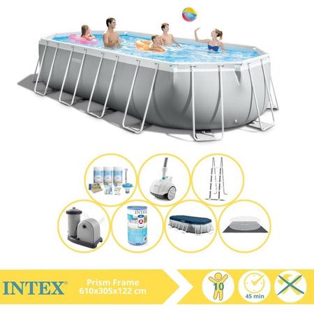 Intex Prism Frame Zwembad - Opzetzwembad - 610x305x122 cm - Inclusief Onderhoudspakket, Filter en Zwembad Stofzuiger